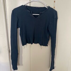 Brandy Melville Dark Blue Ribbed Crop Top